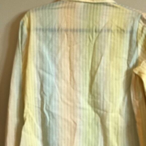 Vintage S 1970s rainbow long sleeve button down blouse psychedelic - Picture 7 of 8